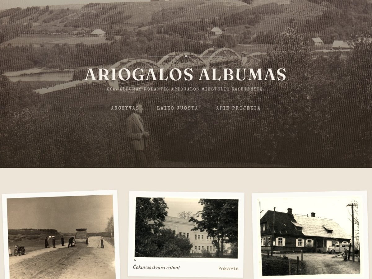 Ariogalos Albumas svetainės ekrano kopija