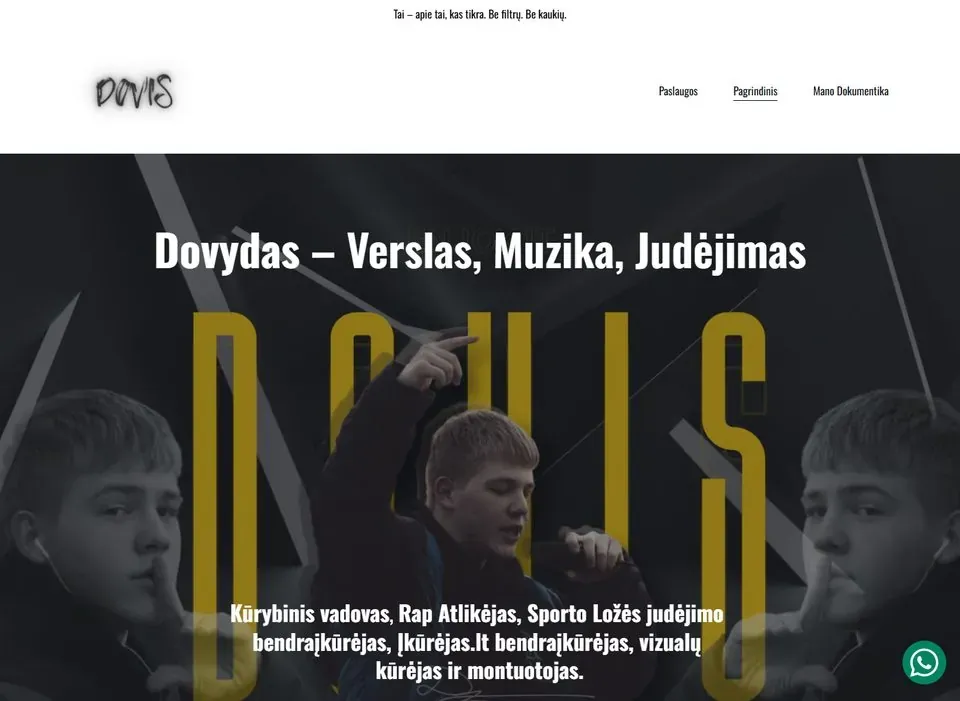 dovis svetainės ekrano kopija