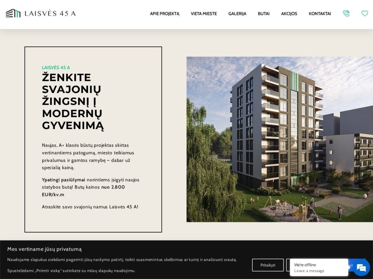 Laisvės 45a svetainės ekrano kopija